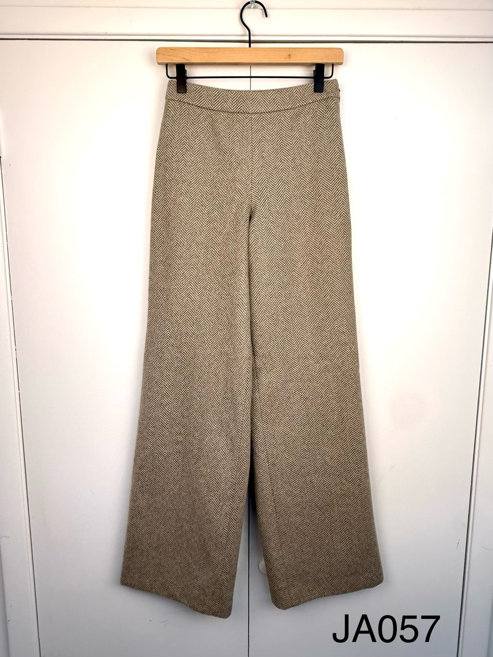 Naked Wardrobe Chevron Wide-Leg Suit Pants Taupe XS NWT